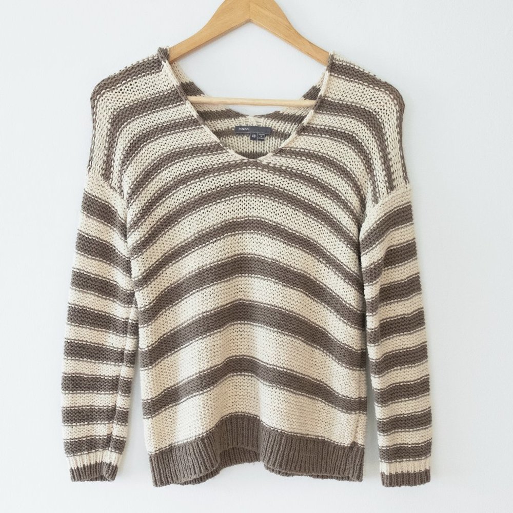 Vince V Neck Striped Sweater